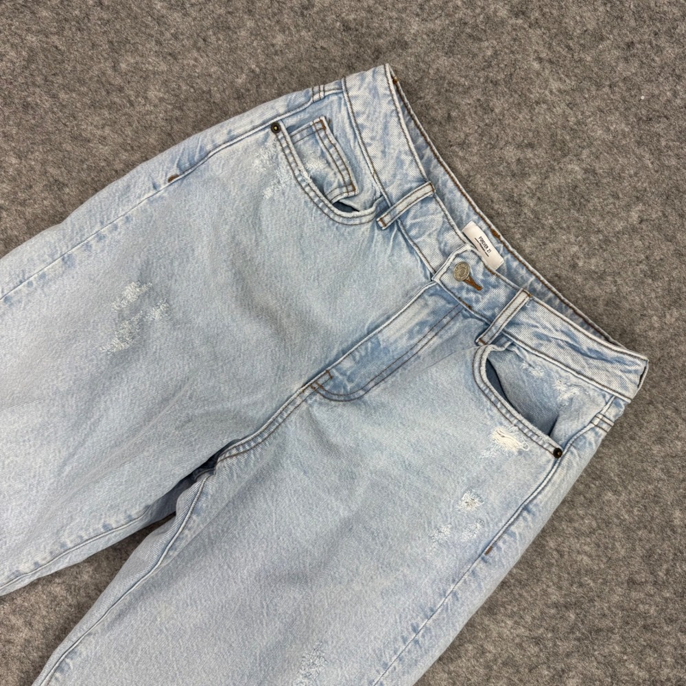Forever 21 Womens Jeans 90s‎ Fit Light Wash Distressed Ripped Wide Leg Size 28